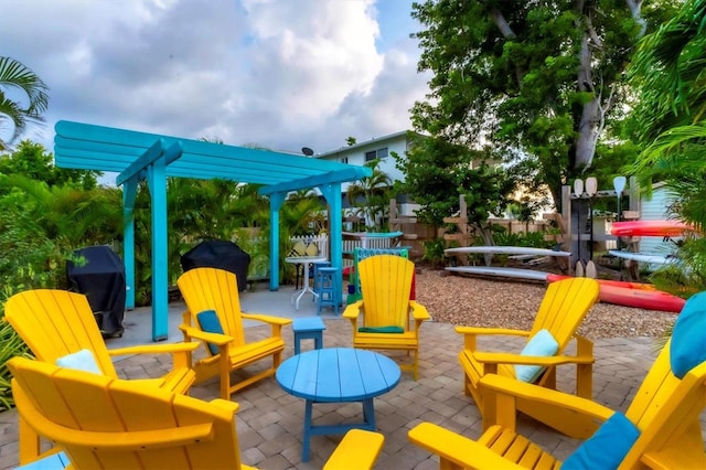 view of patio / terrace featuring a pergola and grilling area