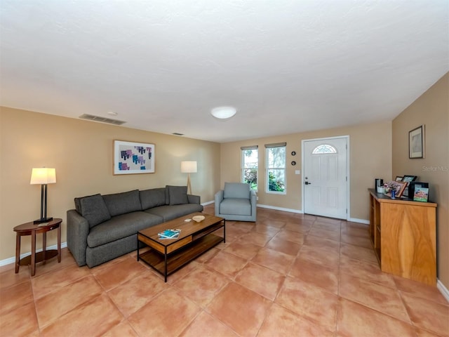 view of tiled living room