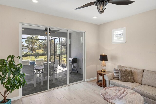 living room with light wood-type flooring