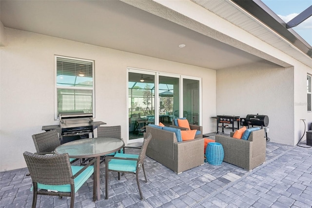 view of patio with an outdoor living space