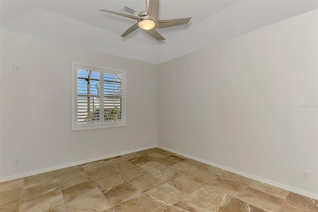 1219 Nantucket Rd, Venice, FL 34293 - empty room featuring ceiling fan, light stone finish flooring, and baseboards