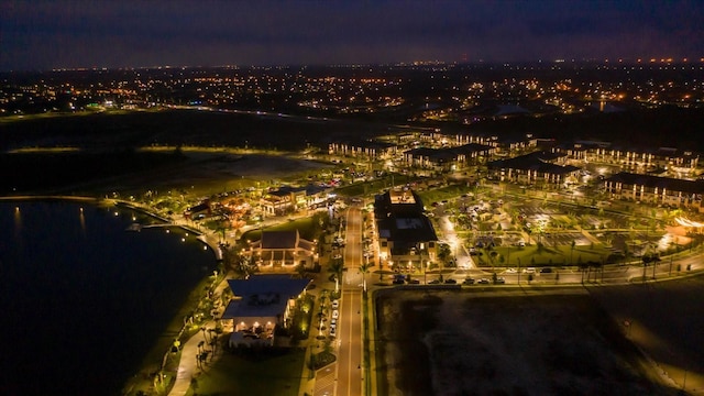 view of aerial view at twilight