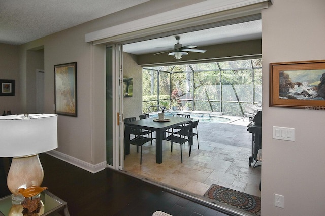 dining room with ceiling fan