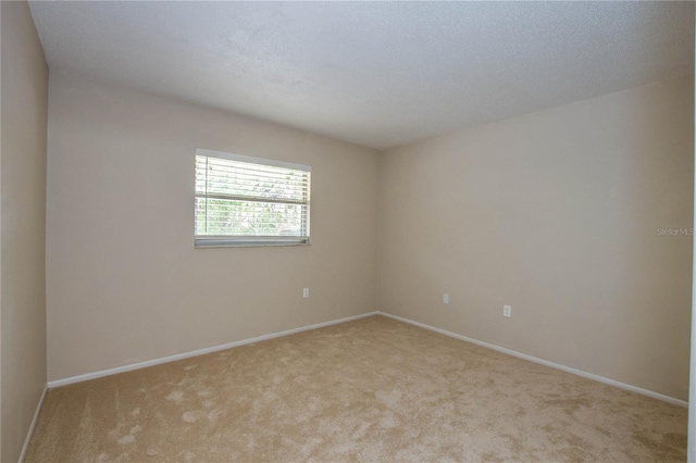 empty room featuring light colored carpet and a textured ceiling