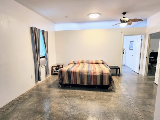 bedroom featuring ceiling fan