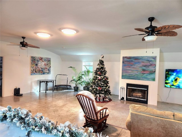 living room with ceiling fan