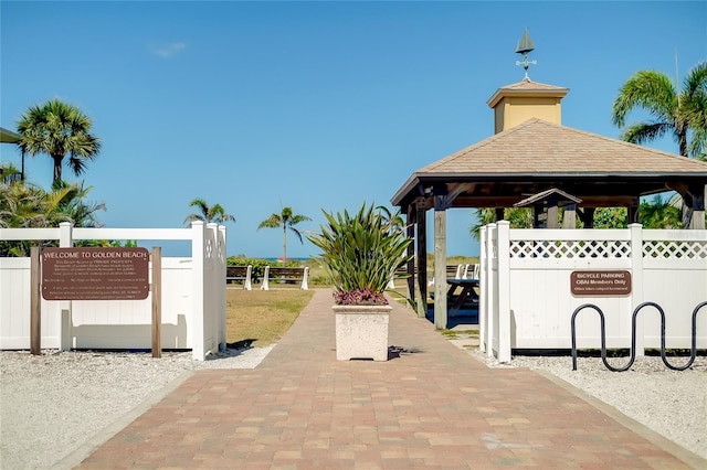 view of patio featuring a gazebo