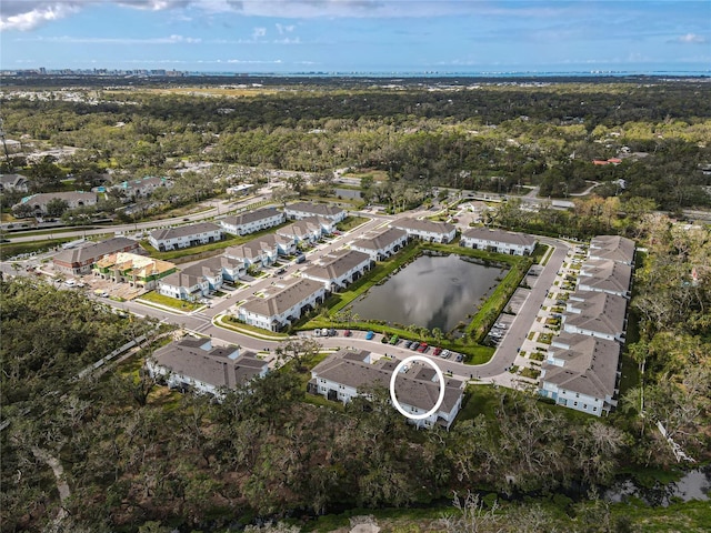 4008 Via Sienna Cir, Sarasota, FL 34243 - aerial overview of property's location with a large body of water and nearby suburban area