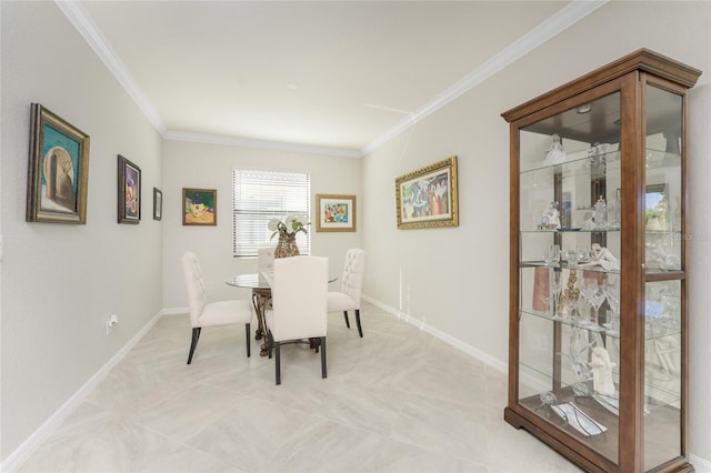 dining room with ornamental molding