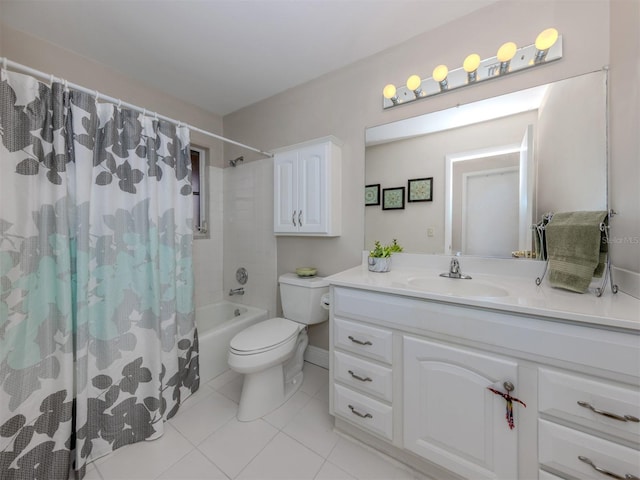1141 Sleepy Hollow Ct, Venice, FL 34285 - full bathroom featuring tile patterned floors, shower / bathtub combination with curtain, vanity, and toilet