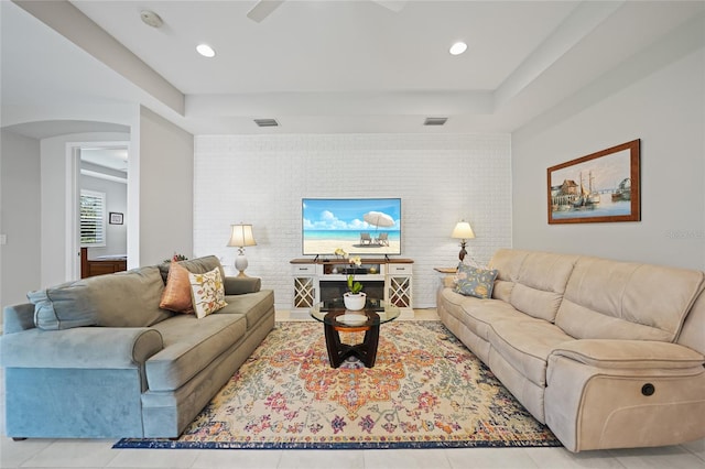 view of tiled living room