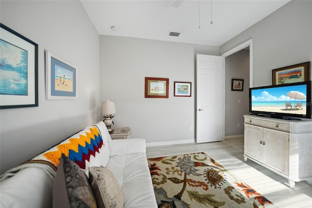 living room with light wood-type flooring