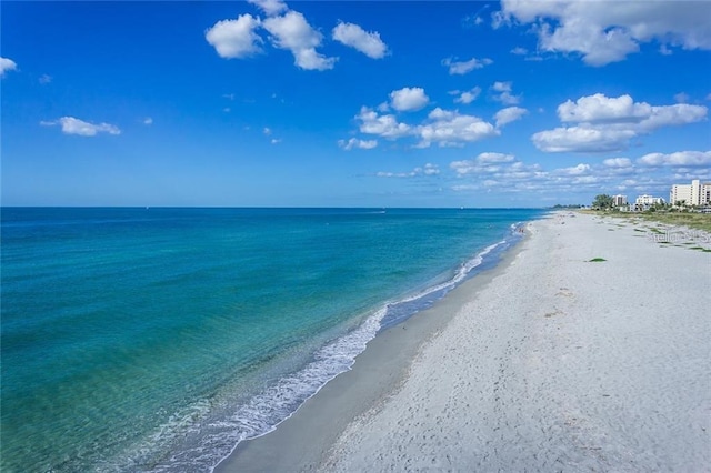 property view of water with a beach view