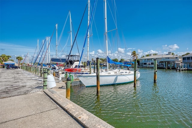 view of dock featuring a water view