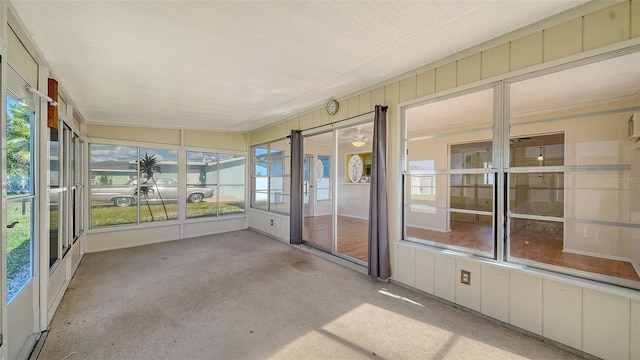 view of unfurnished sunroom