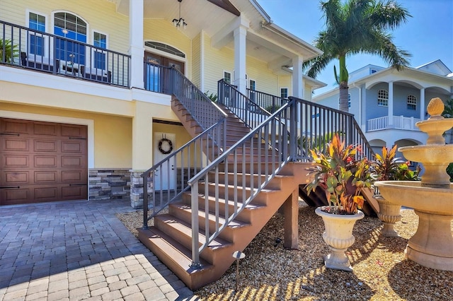 property entrance with a garage