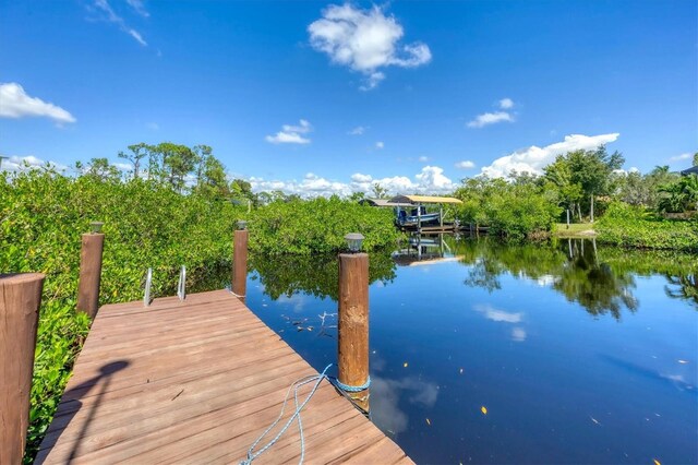 view of dock featuring a water view