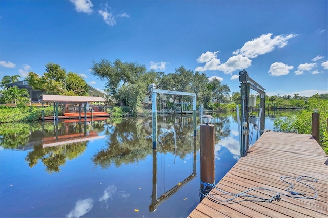 view of dock featuring a water view