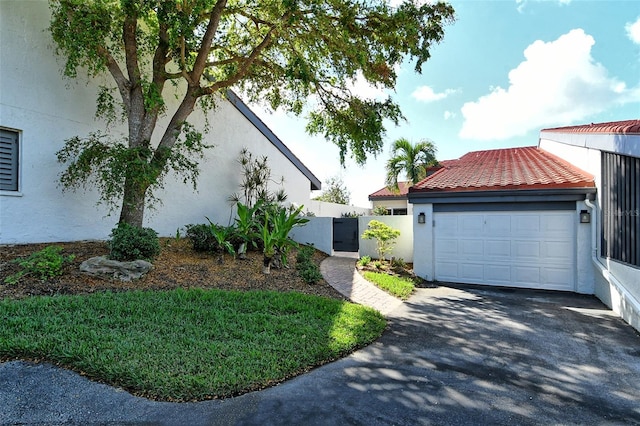 exterior space featuring a garage