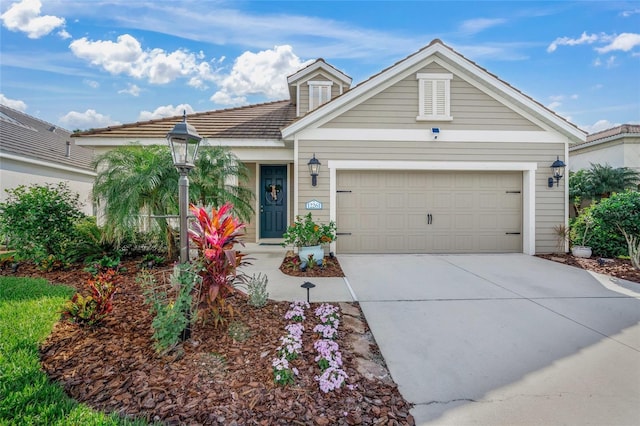 view of front of property with a garage