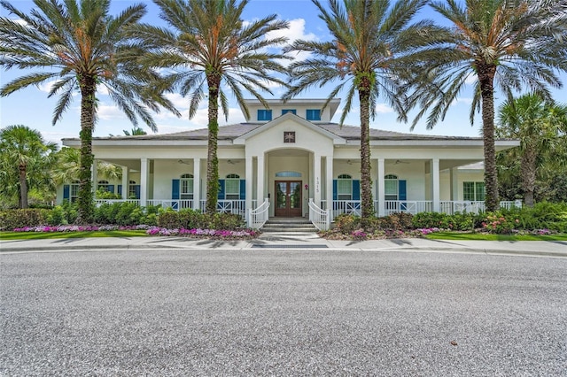 view of front facade featuring french doors