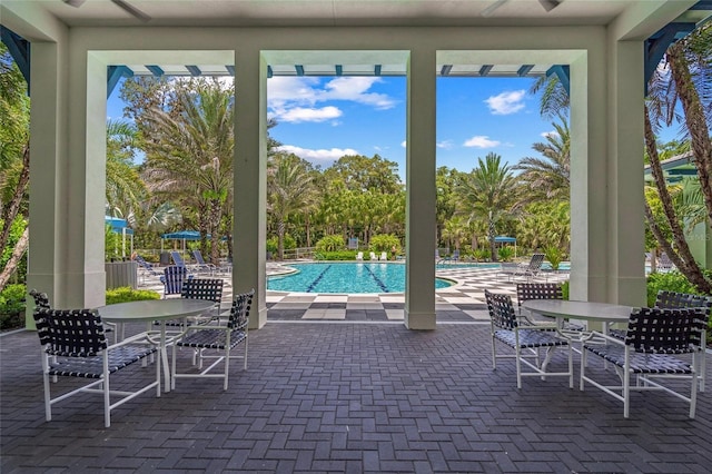 exterior space featuring a community pool