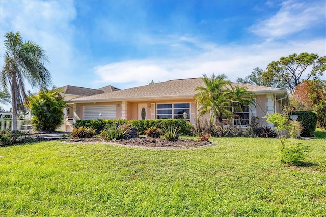 ranch-style house featuring a front yard