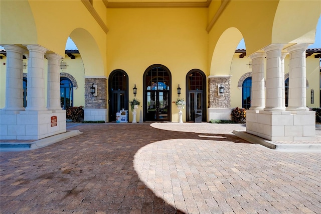 view of patio featuring french doors