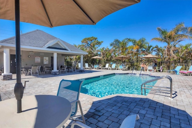 view of pool featuring a patio