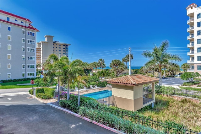 view of property's community with a swimming pool