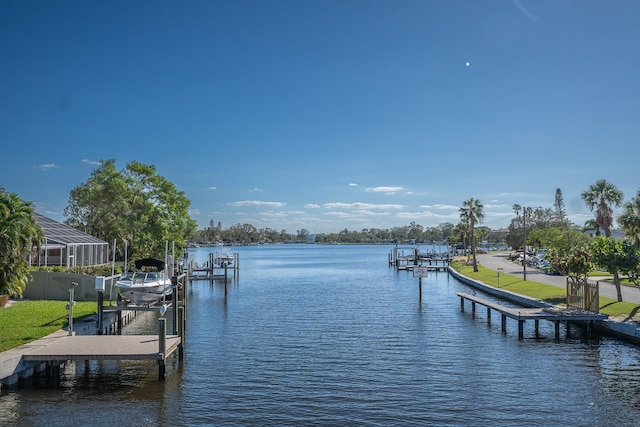 view of dock featuring a water view