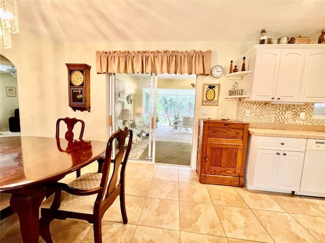 view of tiled dining space