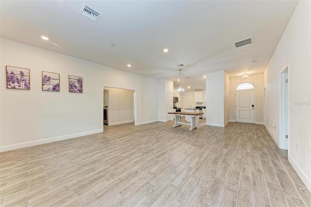 living room with light wood-type flooring