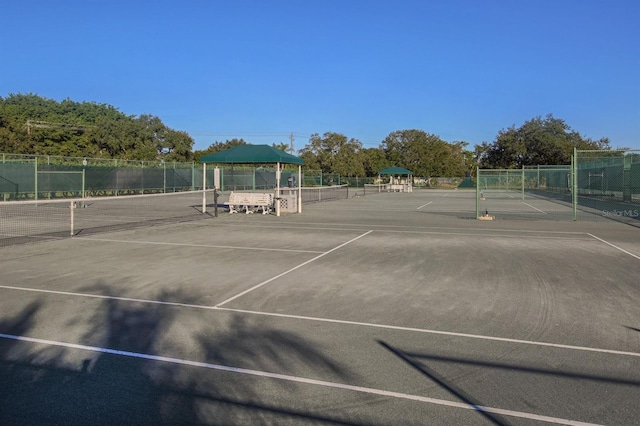 view of sport court featuring a gazebo