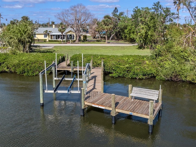 view of dock featuring a water view