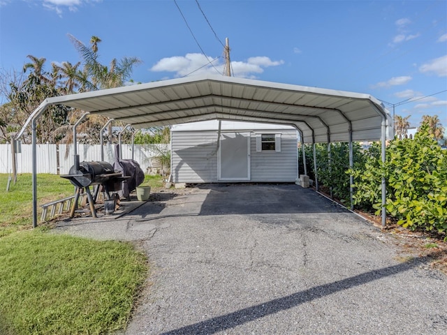 view of car parking with a carport