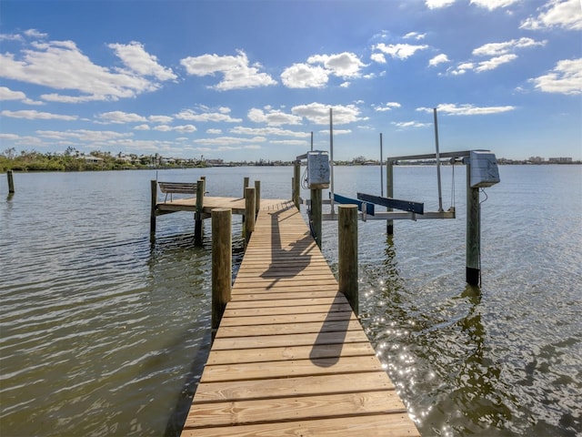 dock area featuring a water view