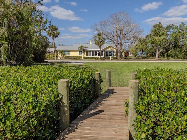 exterior space with a yard