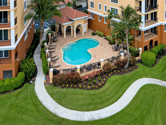 view of pool featuring a patio