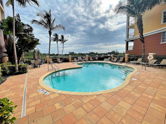 view of pool featuring a patio area