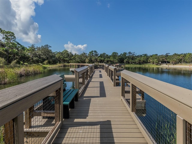 dock area featuring a water view