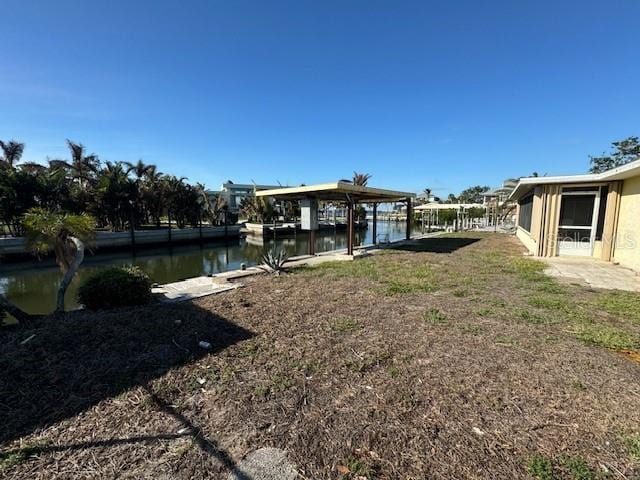 view of yard with a water view