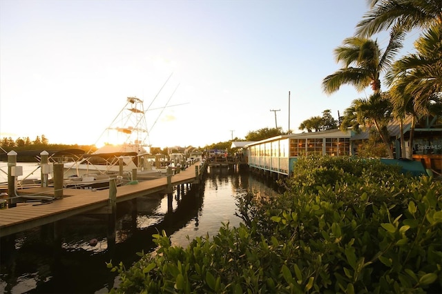 dock area featuring a water view