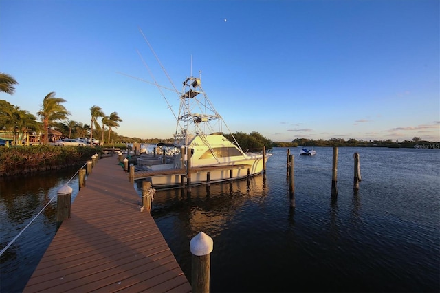 dock area featuring a water view