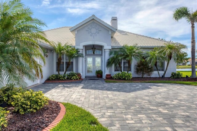 property entrance with french doors