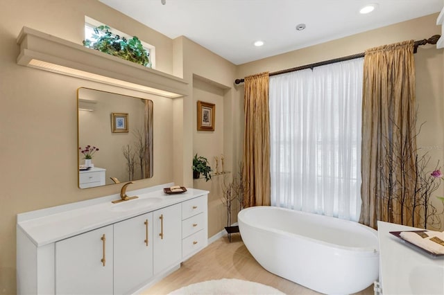 bathroom with vanity and a bathing tub