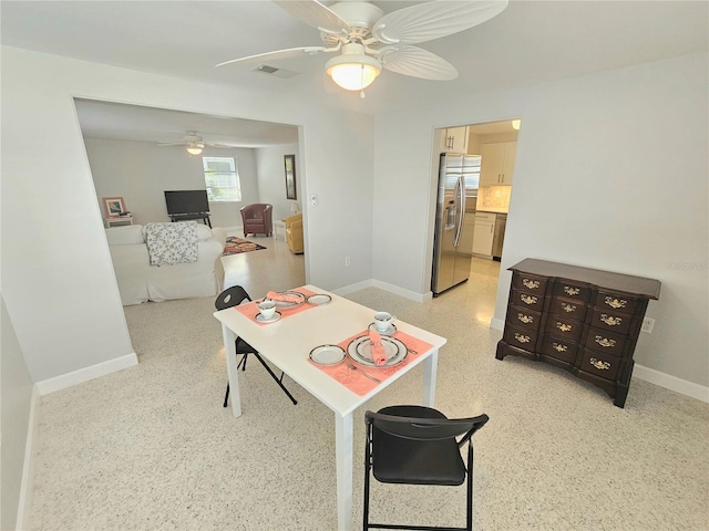 home office with ceiling fan