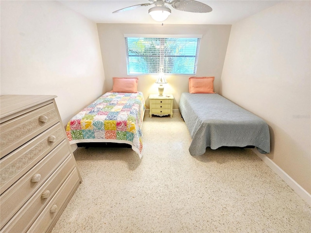 bedroom featuring ceiling fan