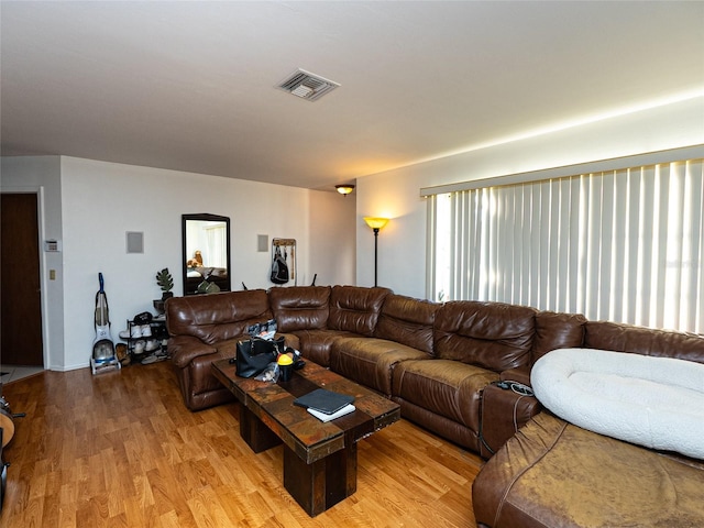 living room with light wood-type flooring