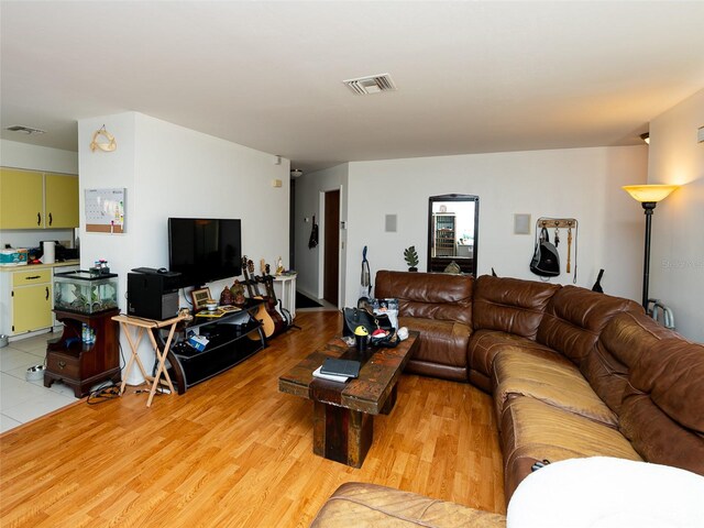 living room with light hardwood / wood-style floors